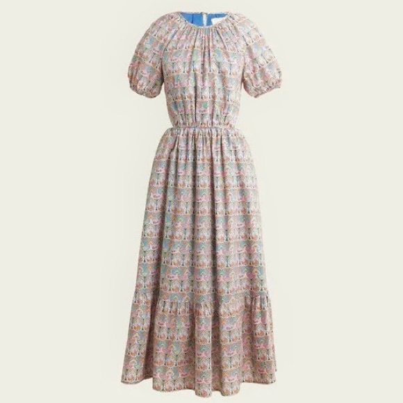 J CREW LIBERTY Fabric CUTOUT ORGANIC COTTON GIORGIA DUKE PRINT Midi DRESS Size 6 - Picture 1 of 15